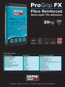 Ultra Tile Fix ProGrip FX Fibre Reinforced Semi-Rapid Flexible S1 Adhesive Grey 20kg