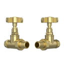 Brushed Brass Traditional Radiator Valves (Pair) - 15mm