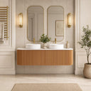 Bali Solid Wood Fluted Double Bathroom Vanity With Side Racks - 1400mm