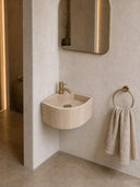 Beige Natural Travertine Corner Basin - 300mm