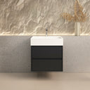 Boston Matt Black Vanity With Stone Resin Basin - 600mm