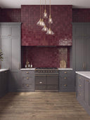 Marrakech Burgundy Zellige Porcelain Tile - 100x100mm