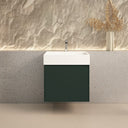 Tuscany Fluted Green Vanity With Inner Drawer and Stone Resin Basin - 600mm