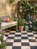 Lusso Noir + Cosmo Crema Checkerboard Porcelain Paving - 300x300x20mm