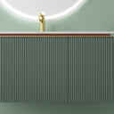Florence Green Fluted Vanity With Dual Inner Drawer - 800mm