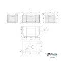 Kensington Black Wall Hung Rectangular Basin Fluted Bathroom Vanity Unit - 750mm