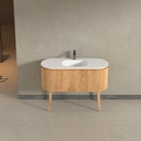 Kensington Solid Wood Floor Standing Oval Basin Fluted Bathroom Vanity Unit - 1200mm