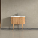 Kensington Solid Wood Floor Standing Oval Basin Fluted Bathroom Vanity Unit - 900mm
