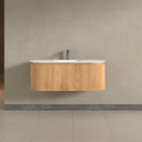 Kensington Solid Wood Wall Mounted Oval Basin Fluted Bathroom Vanity Unit - 900mm