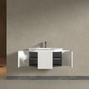 Kensington White Wall Mounted Oval Basin Fluted Bathroom Vanity Unit - 900mm