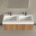 London Solid Wood Fluted Bathroom Double Sink Vanity With Stone Basin - 1200mm