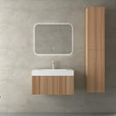 London Solid Wood Fluted Bathroom Vanity With Stone Basin - 900mm