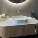 Matt White Fluted Oval Ceramic Basin - 490x310x130mm