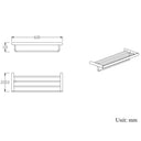 Porto Brushed Gold Towel Shelf With Rail 600mm