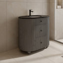 Soul Black Marquina Marble Top & Dark Grey Solid Wood Freestanding Vanity - 900mm