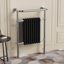 Chelsea Chrome & Black Traditional Heated Towel Rail Radiator - 952x659mm