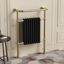 Chelsea Brushed Brass & Black Traditional Heated Towel Rail Radiator - 952x659mm