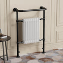 Chelsea Black Nickel & White Traditional Heated Towel Rail Radiator - 952x659mm
