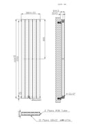 Boston Black Double Panel Vertical Radiator - 1600x380mm