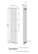 Boston Black Double Panel Vertical Radiator - 1800x380mm