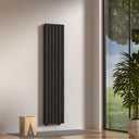 Boston Black Double Panel Vertical Radiator - 1600x360mm