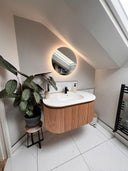 Kensington Solid Wood Wall Mounted Oval Basin Fluted Bathroom Vanity Unit - 900mm
